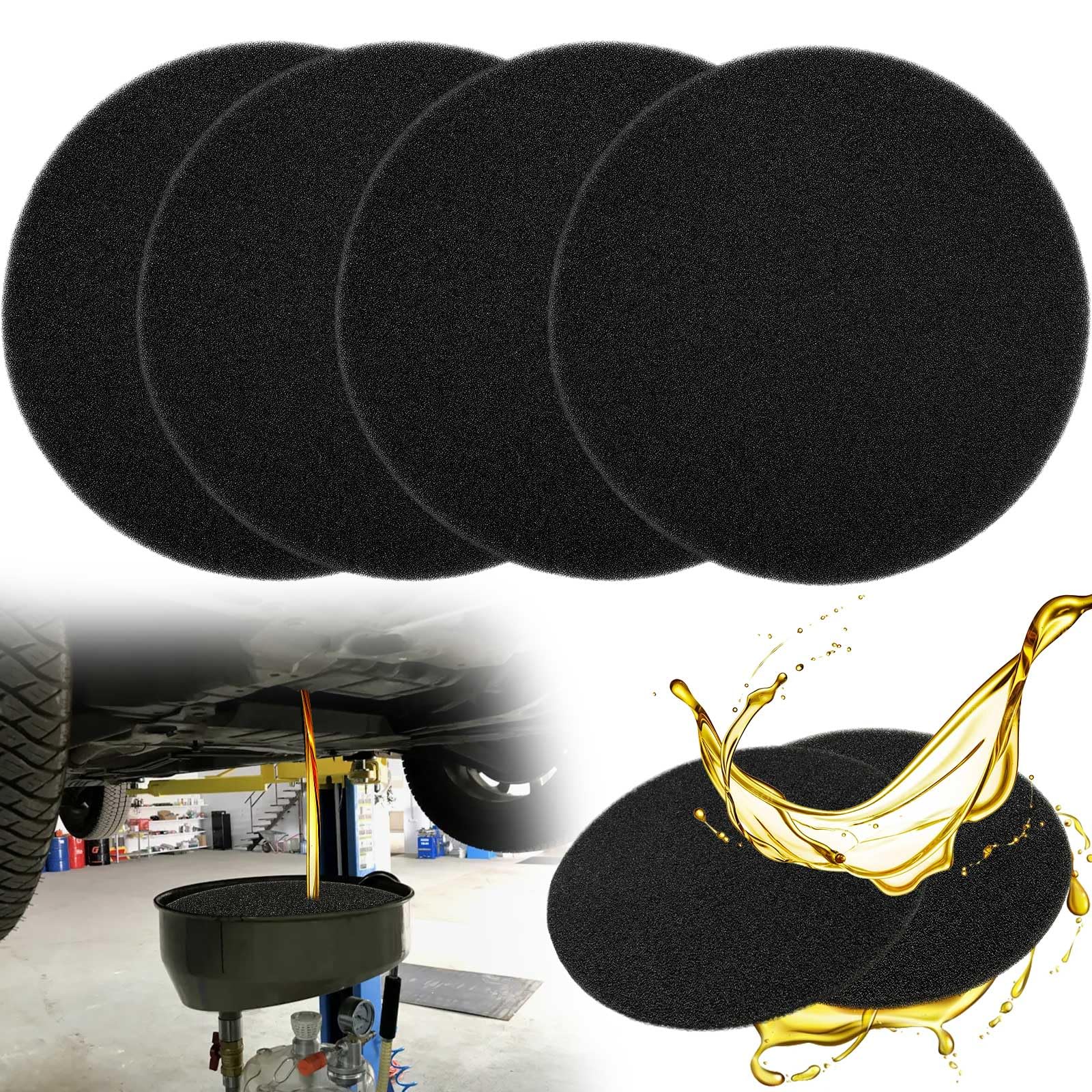 4Pcs 15in Oil Drain Splash Pad,Black Round Heat