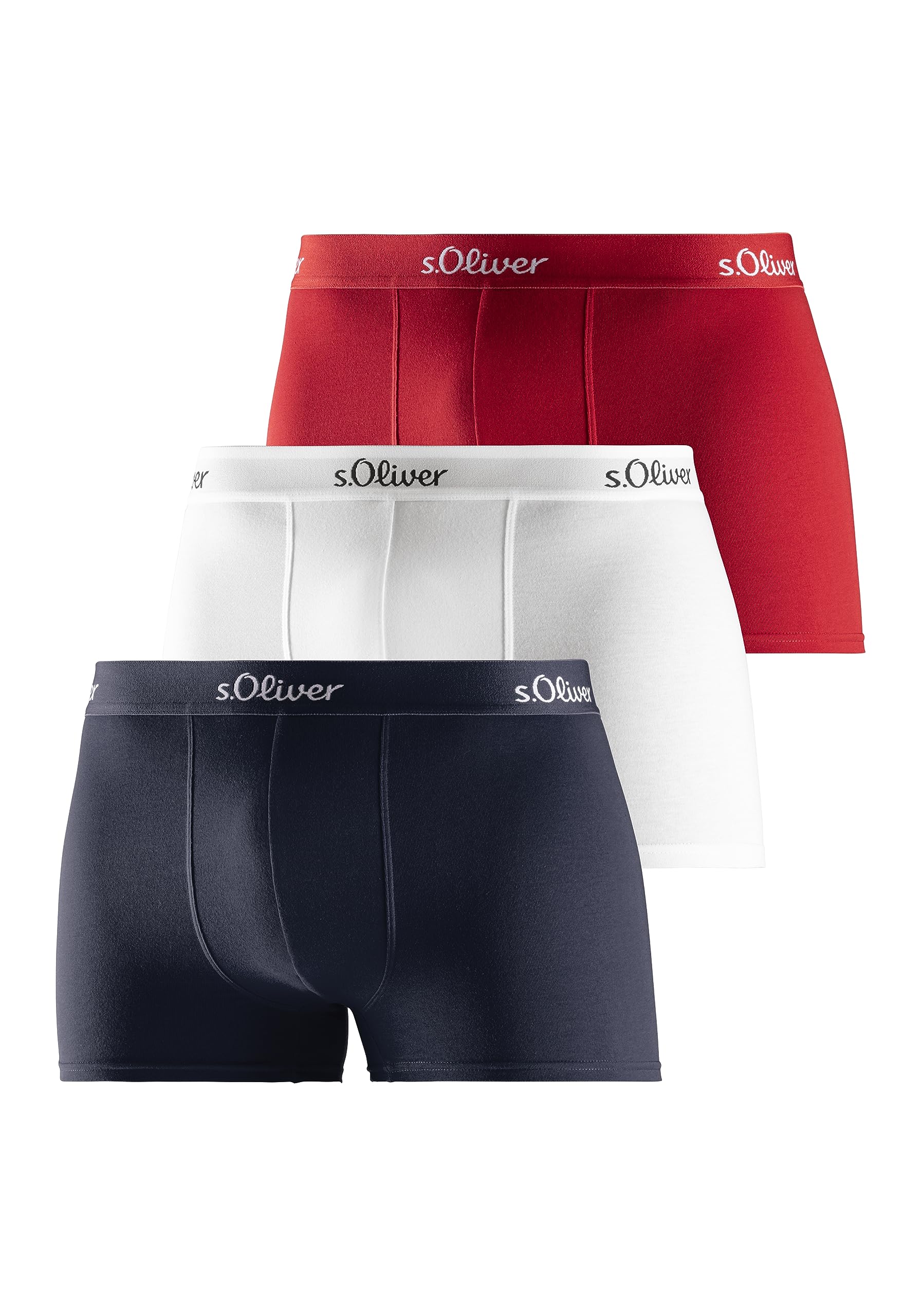 s.Oliver RED LABEL Bodywear LM Men's S.Oliver Basic 3X Boxer Shorts, Red Blue White, M (Pack of 3)