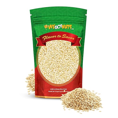 We Got Nuts Semillas de sésamo de cáscara blanca, bolsa de 5 libras (80 onzas), sin conservantes añadidos, sin OMG, 100% naturales sin cáscara |