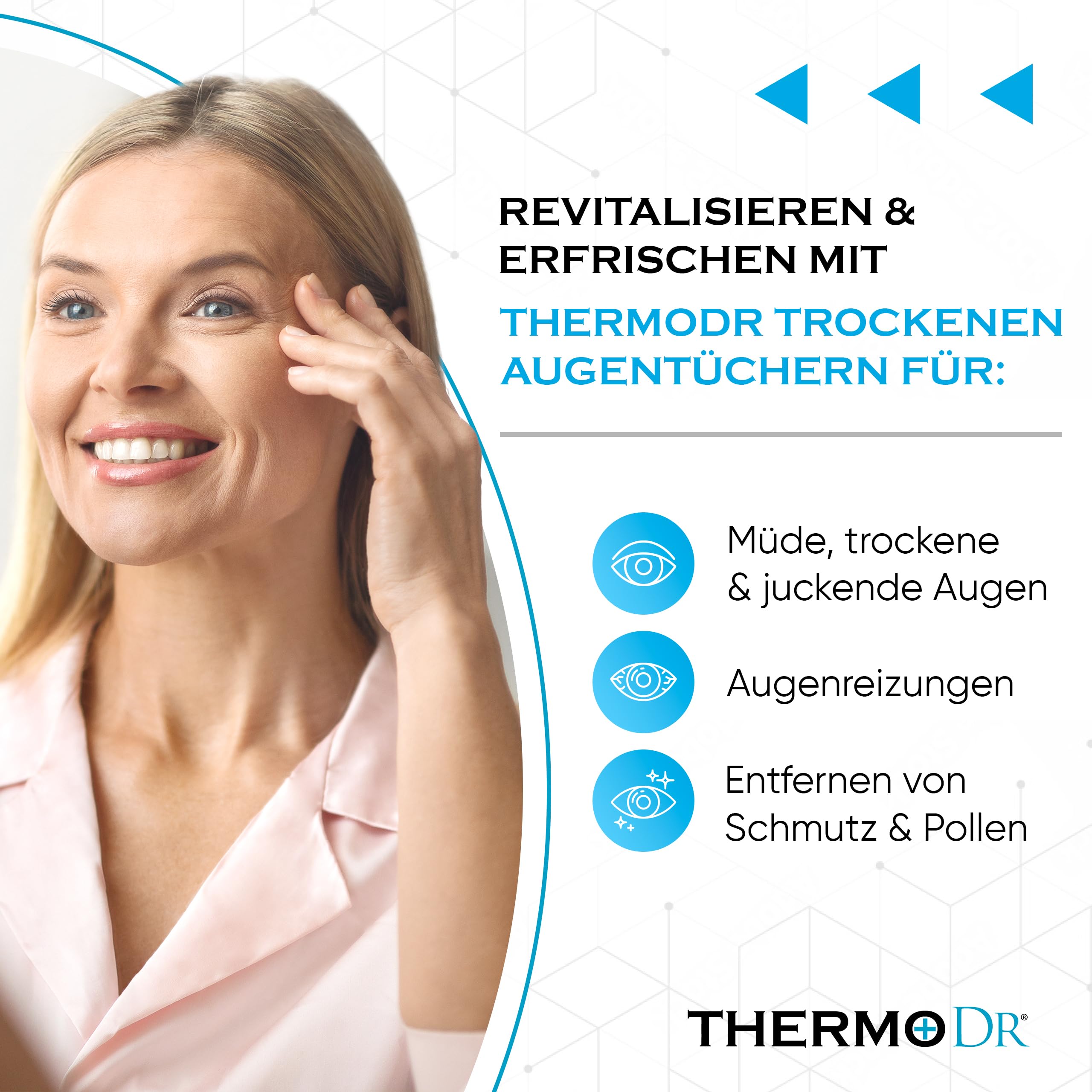 Feuchte Reinigungstücher für Trockene Augen - Tränenfrei & Duftstofffrei, Teebaumöl Augen Pads für erfrischte strahlende Augen - Augen Cleaning Wipes von ThermoDR - 30 Stück