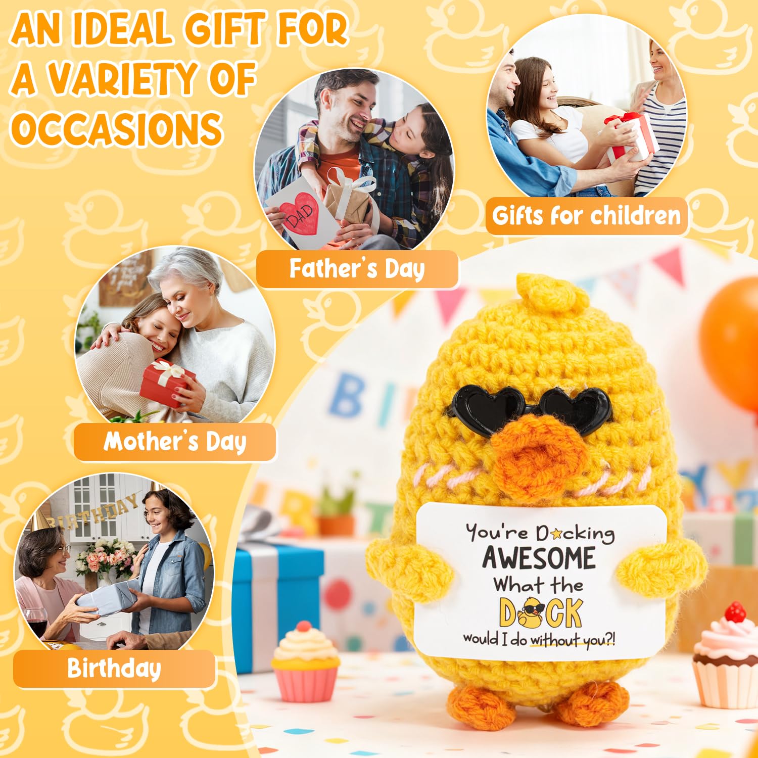 Kunoli Positive Duck Gift, Emotional, Support & Good, Luck Knitted Toy with an Encouraging Affirmation Card - Image 4