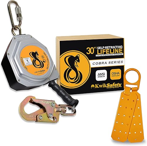 Miniatura 13 de KwikSafety - Charlotte, NC - Paquete COBRA de 20 pies [Cable autetractante salvavidas + correa de brazo cruzado de 3 pies + anclaje de techo + arnés