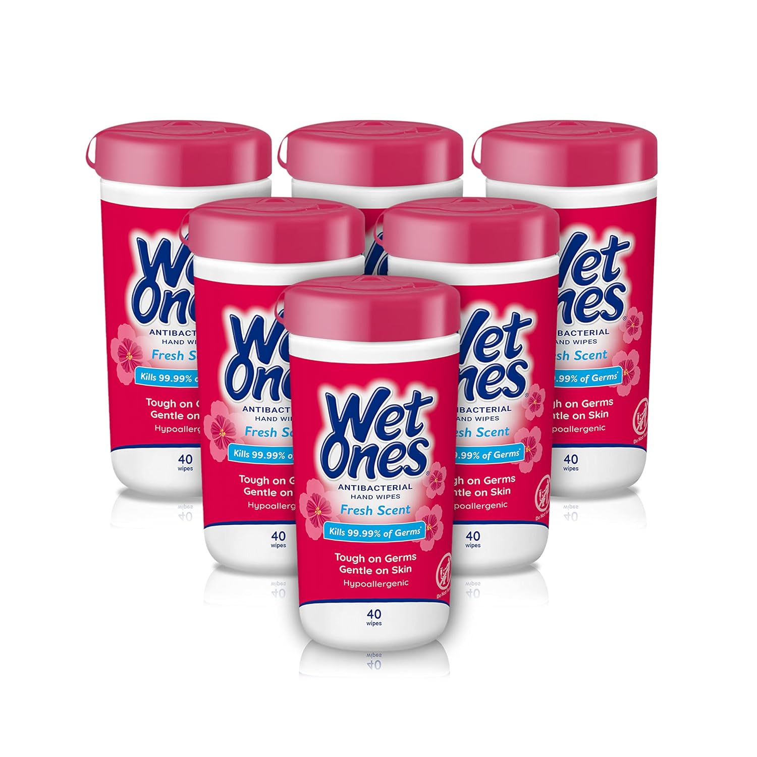 Product image of Wet Ones Antibacterial Hand Wipes, Fresh Scent Wipes | Antibacterial Wipes, Hand Sanitizer Wipes, Wet Ones Wipes, 40 ct. Canister (6 pack)