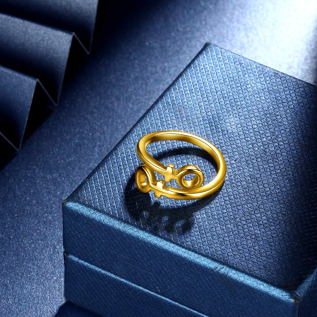 beautlace LGBT Adjustable Rings/Stud Earrings Double Female Symbol Open Ring/Earring 18K Gold/Silver/Black Gun Plated Lesbian Pride Jewelry for Women and Her - Image 3