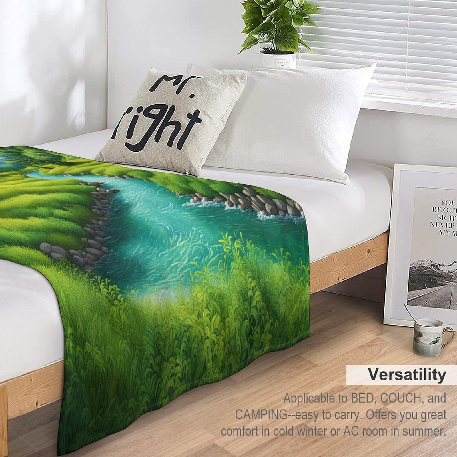 Paysage de Montagne Plaid Couverture Polaire, Couvertures Polair Flanneladaptée Aux Canapés Et Aux Lits - Chaud, Facile À Entretenir 180×200cm