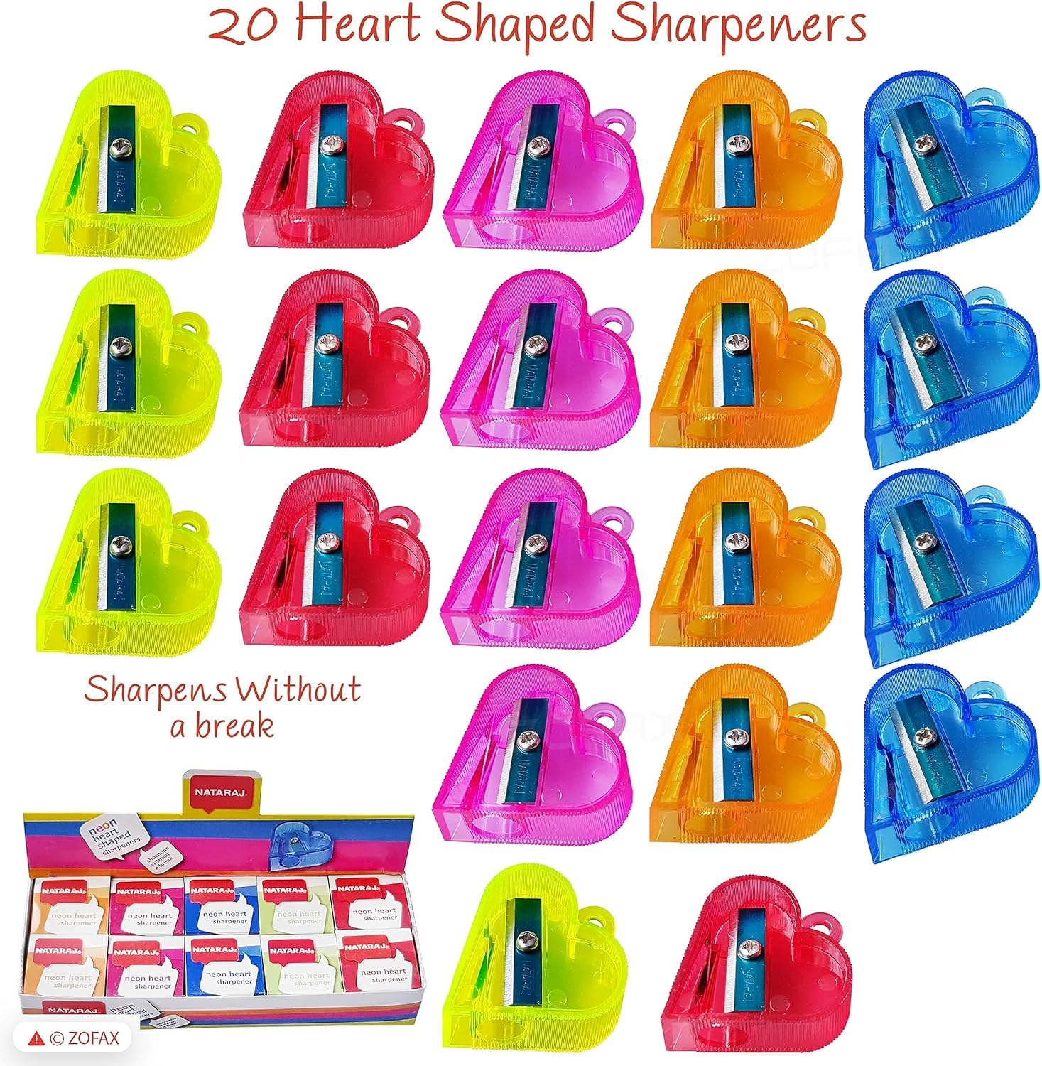 iSharpy Plastic Pencil Sharpeners, Multicolour, Pack of 20, Single Hole Sharpeners, Party Bag Fillers, School Home Office Use - Image 2