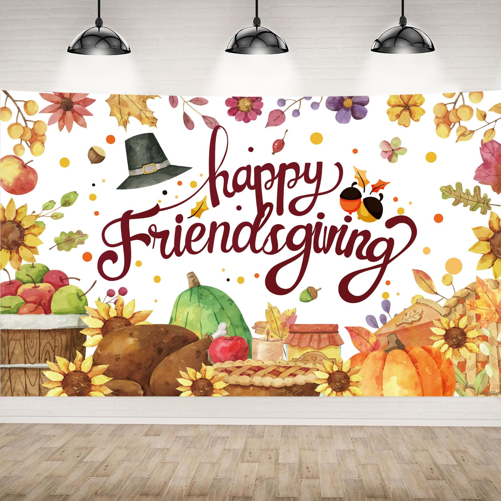 Friendsgiving Backdrop Banner, Thanksgiving Party Decor, Supplies for Friendsgiving 71"x 43"