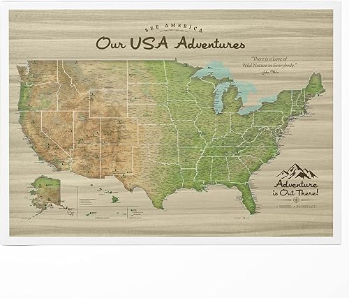 Holy Cow Canvas US Travel Map with Pins on Canvas, National Parks Map, Push Pin Map United States, US Map with Pins to Mark Travels, Best Gifts for