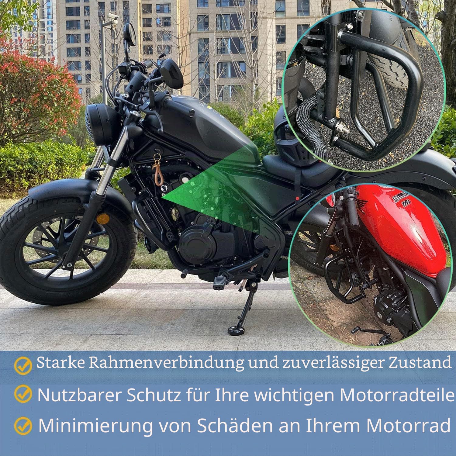 Motor Schutz Crash Bar Stoßstange Rahmen Schutz Compatible with Rebel 500 Rebel 300 CMX 300 500 CMX300 CMX500 Rebel 500 2017 2018 2019 2020 2021 2022 2023 2024