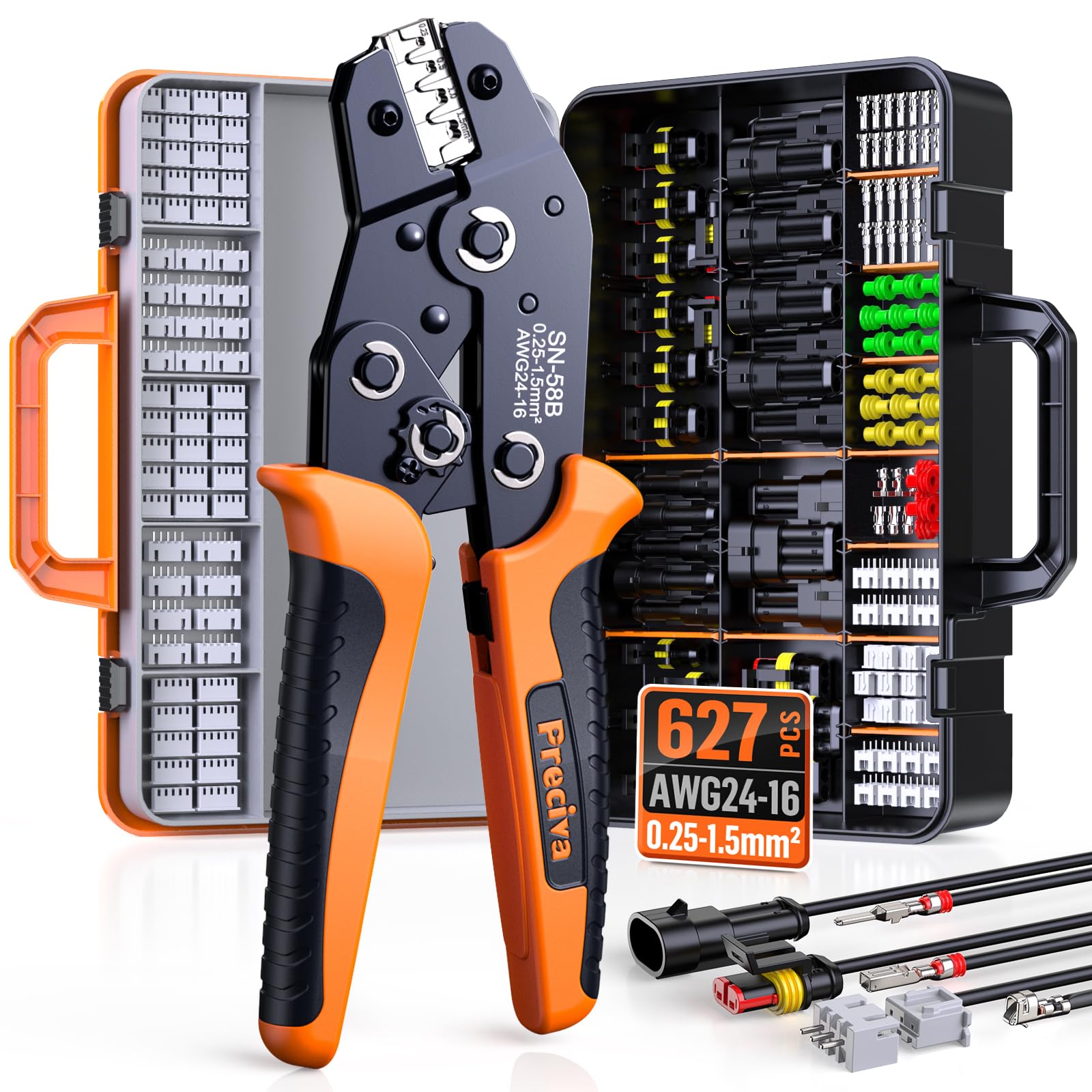 Preciva 627PCS Automotive Electrical Connector Crimping Tool Kit