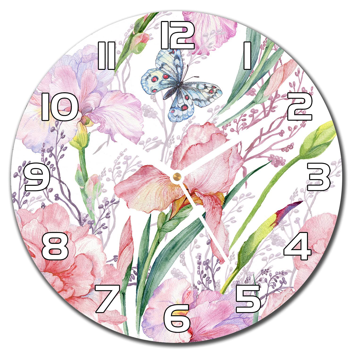 Horloge en verre silencieuse 30 cm pour cuisine et salon lumineux sans reflets