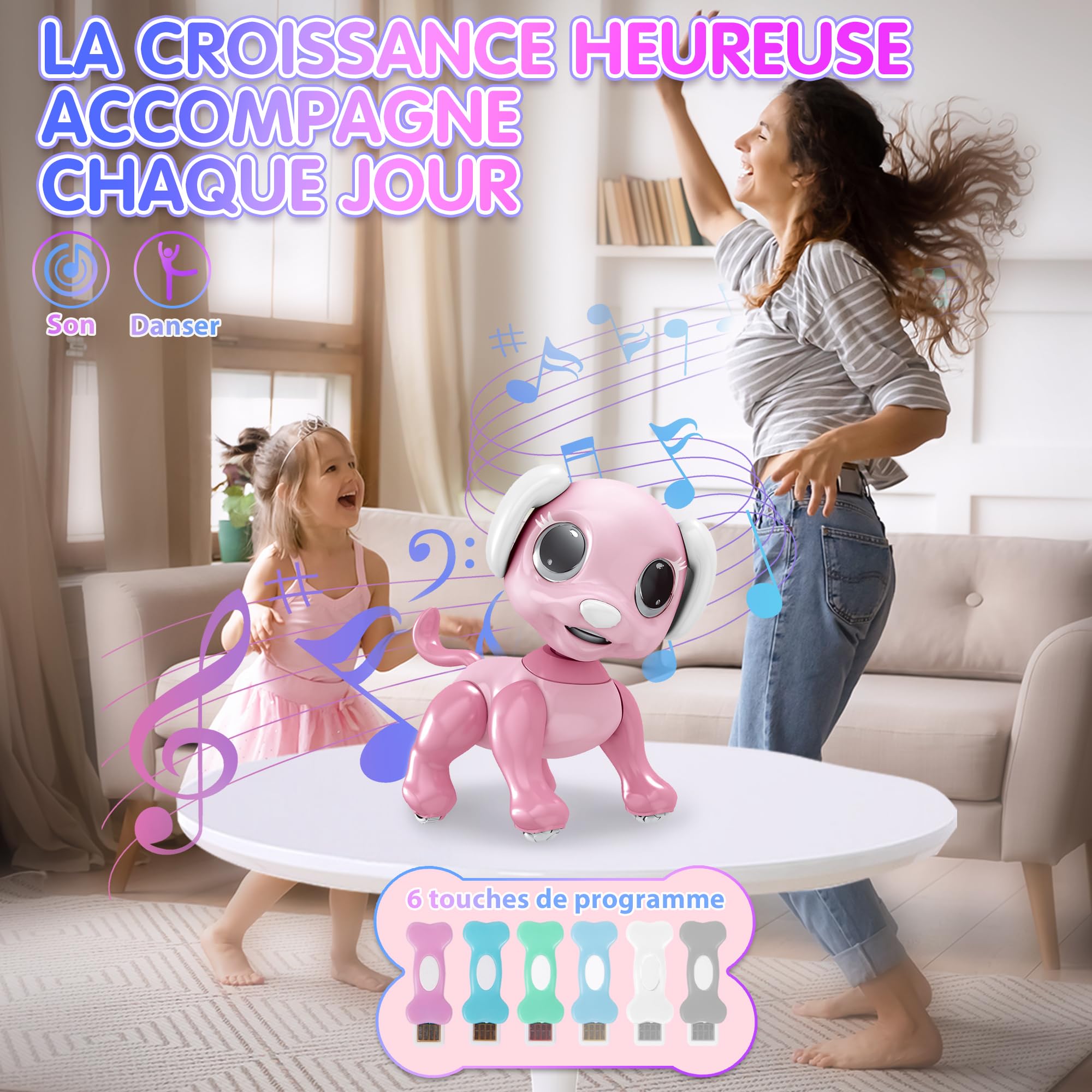 JONRRYIN Robot Chien Télécommandé, Robot Programmable pour Enfants, Jouet Intelligent Robot Pet, Cadeaux Créatifs pour Garçons et Filles 3-12 Ans