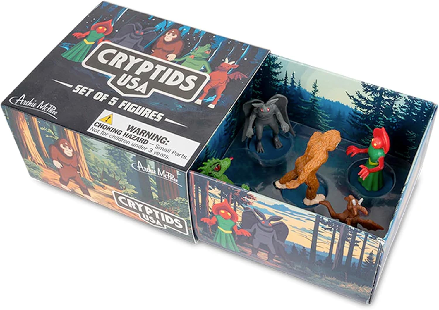 Archie McPhee Corral of Cryptids Gag Gift – USA Monster Set w/Bigfoot, Mothman & More – Funny Stocking Stuffer for Cryptid Lovers & Fans of American Folklore