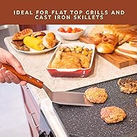 Vista 6 de Bellemain Espátula de acero inoxidable Turner resistente con bordes biselados y mango de madera dura Espátula de metal grande para sartén