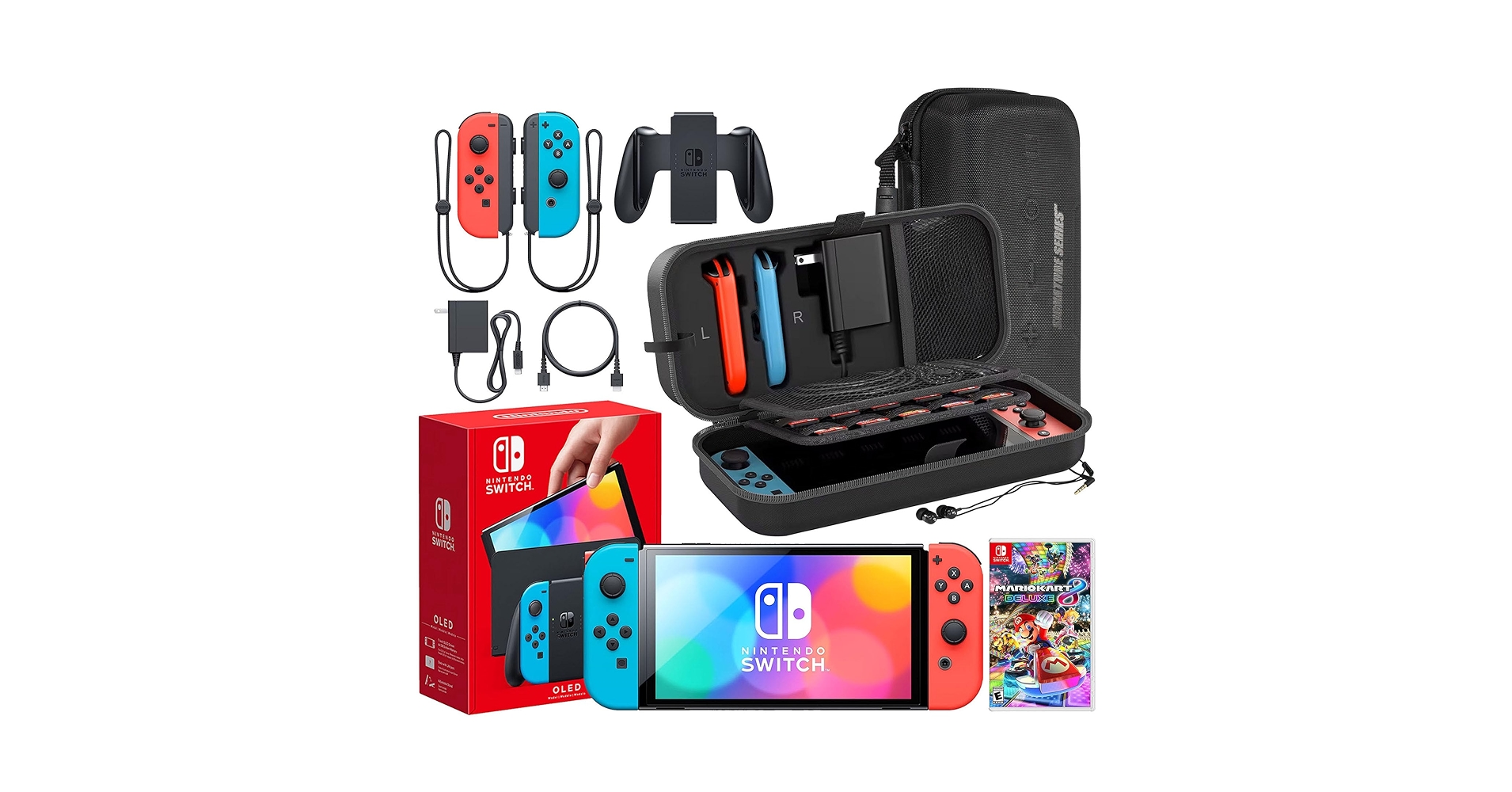 Amazon.com: Nintendo Switch OLED Model (Neon Red/Blue) Mario