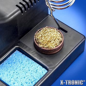 The Original X-Tronic 3020-XTS 75W Soldering Iron Station LED 2 Helping Hands Roll of Solder Brass Sponge w/Cleaning Flux Wet Sponge C/F Conversion Switch 10 Minute Sleep Feature!