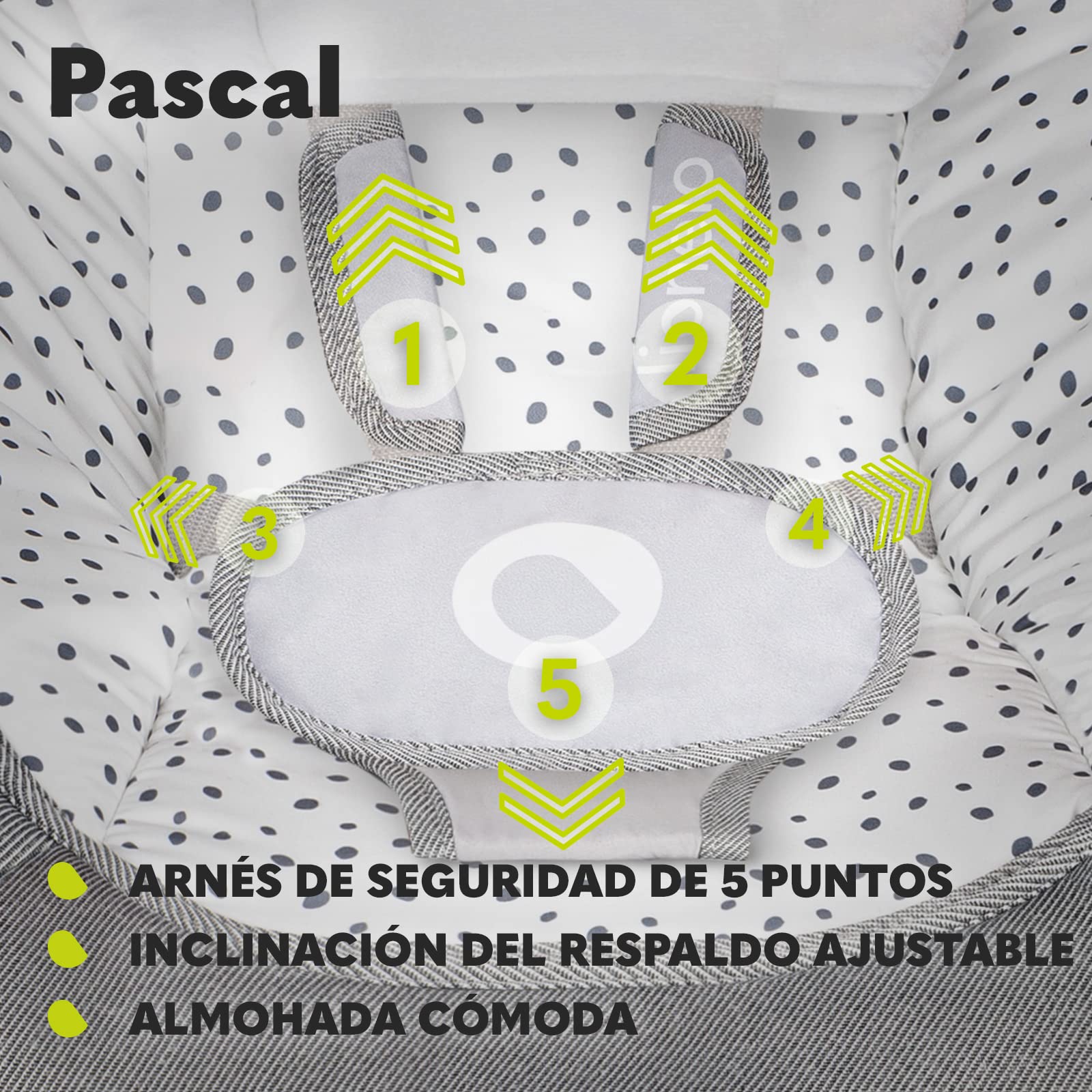 LIONELO Pascal baby bouncer delicadas vibraciones 12 melodías incorporadas con control de volumen ajuste del respaldo barra de juguetes interactivos plegable a tamaño compacto (Grey Dove) — view 4