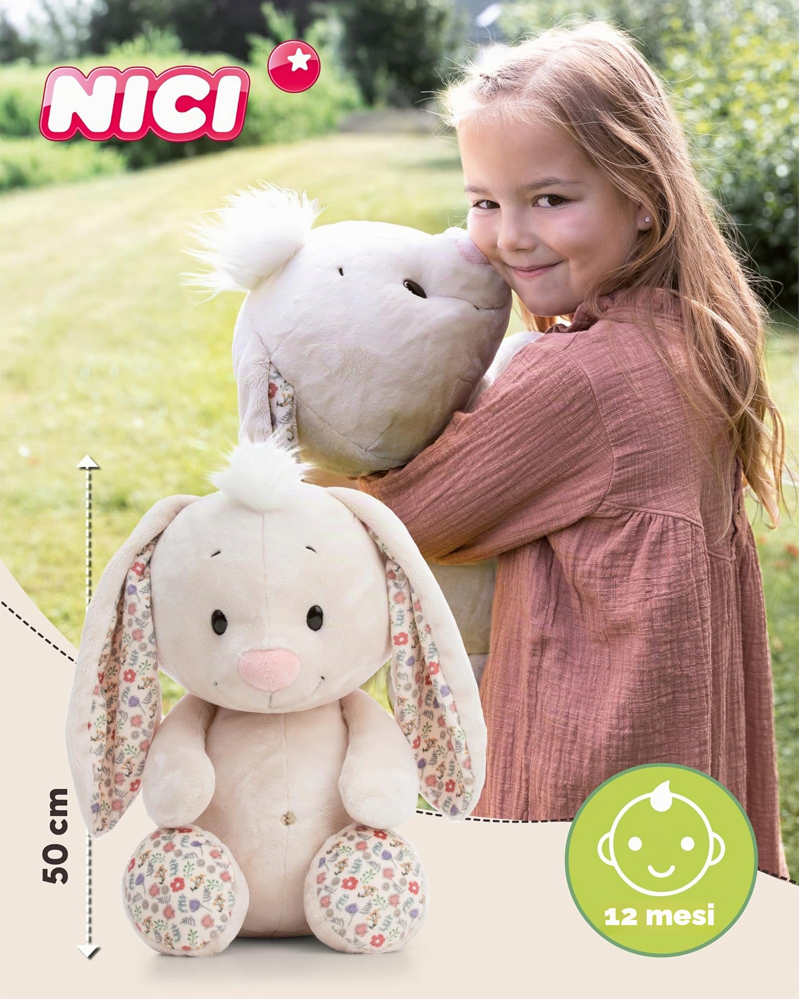 NICI Coniglietto di peluche, 50 cm, beige - 62673