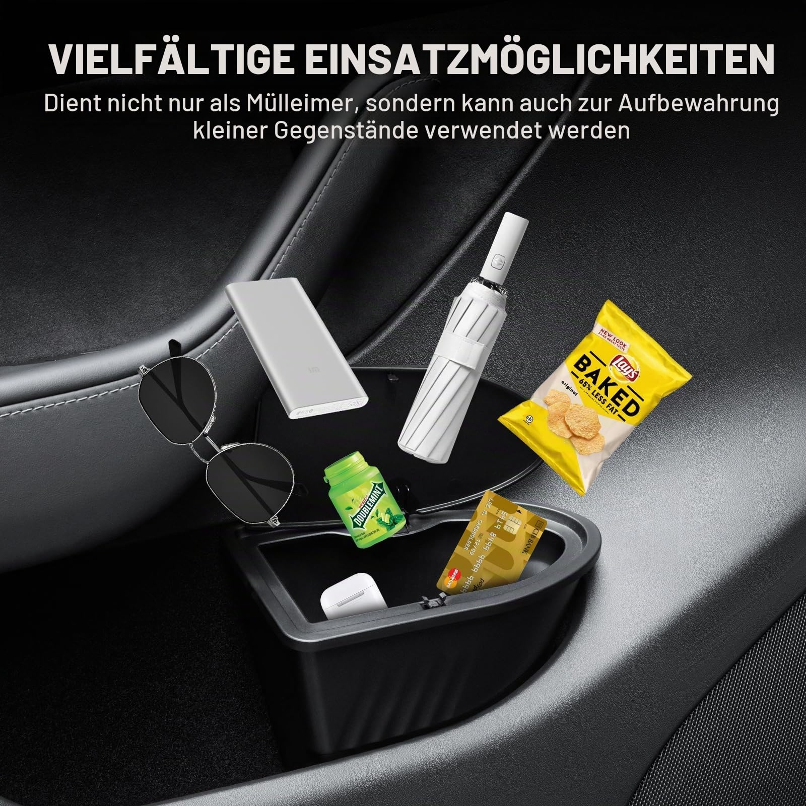Auto-Mülleimer für die Vordertür für Tesla Model Y Juniper 2025, Aufbewahrungsbox für die Seitentür, Organizer, Mülleimer mit Deckel, Mülleimer für Tesla Model Y