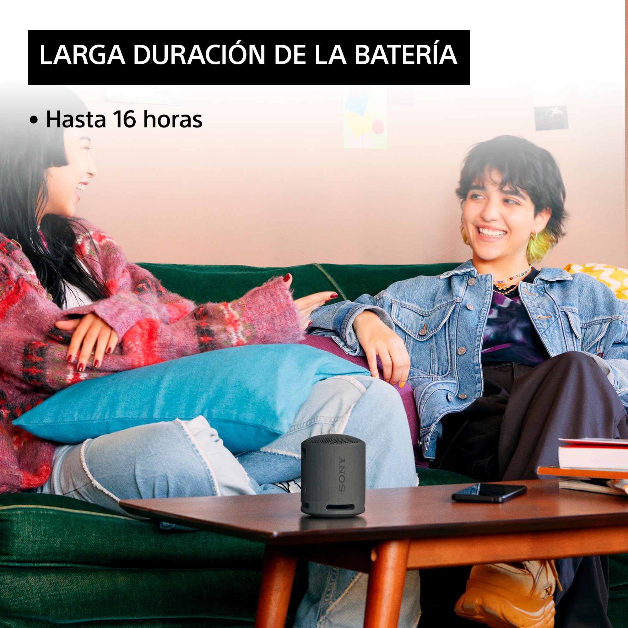 Sony Altavoz Bluetooth SRS-XB100, Ligero, Compacto, Altavoz Resistente al Agua y al Polvo IP67, hasta 16 h de batería, Correa Adaptable, Negro - 4