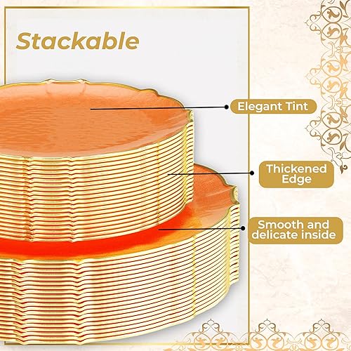 Miniatura 5 de Exquisite Platos tintados desechables de plástico de 80 piezas para fiestas para 40 invitados, platos de postre de 40 x 7.5 y 40 x 10 platos de