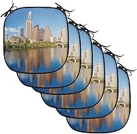 Vista 54 de Lunarable USA Chair Cushion Pad, American Cities Skylines Metropolis Architecture Sketch Style Hand Drawn Art Print, Seat Padding for Kitchen &