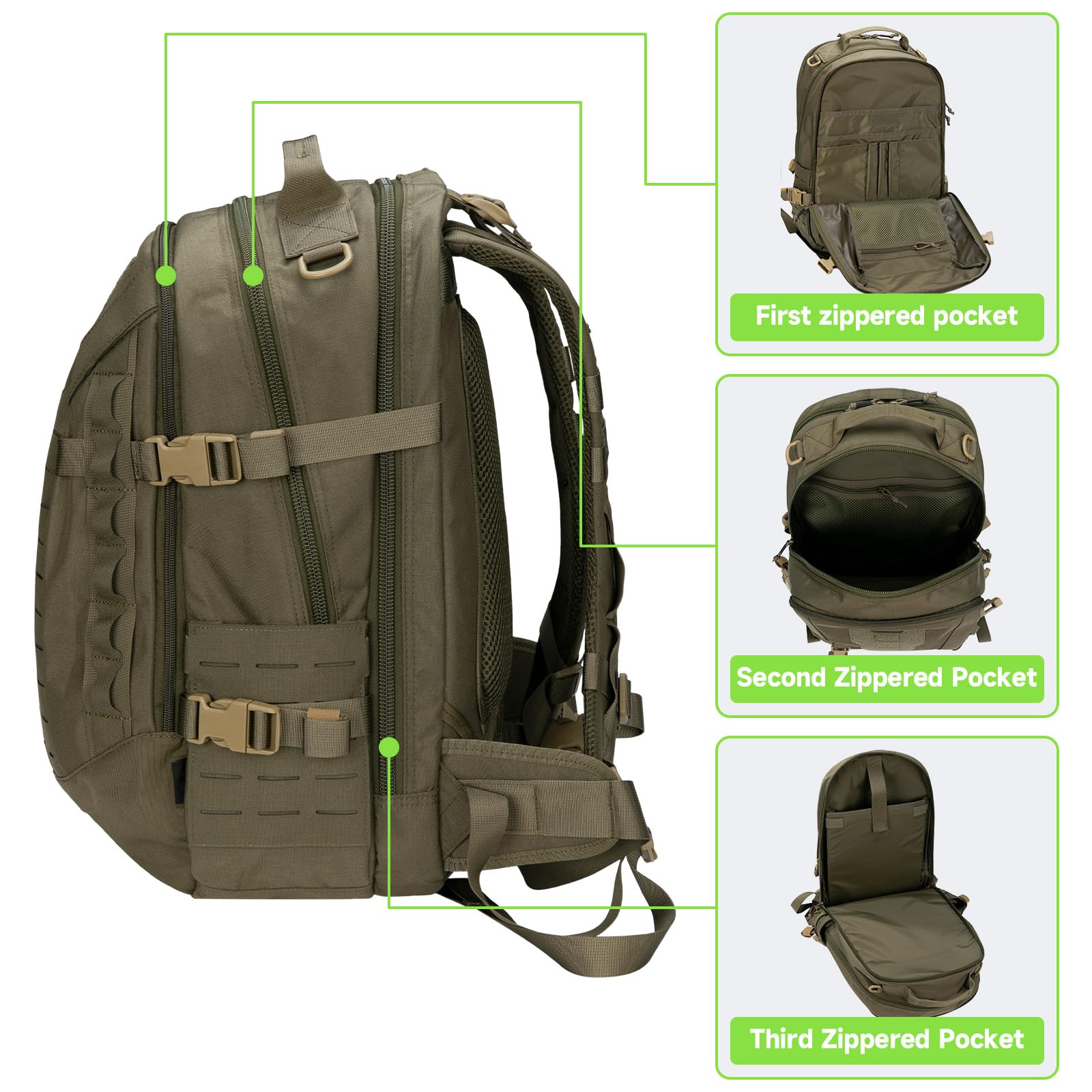 EXCELLENT ELITE SPANKER 40L Militär-Rucksack Molle Taktischer Rucksack Wanderrucksack für Camping, Jagd und Outdoor (Rangergrün)