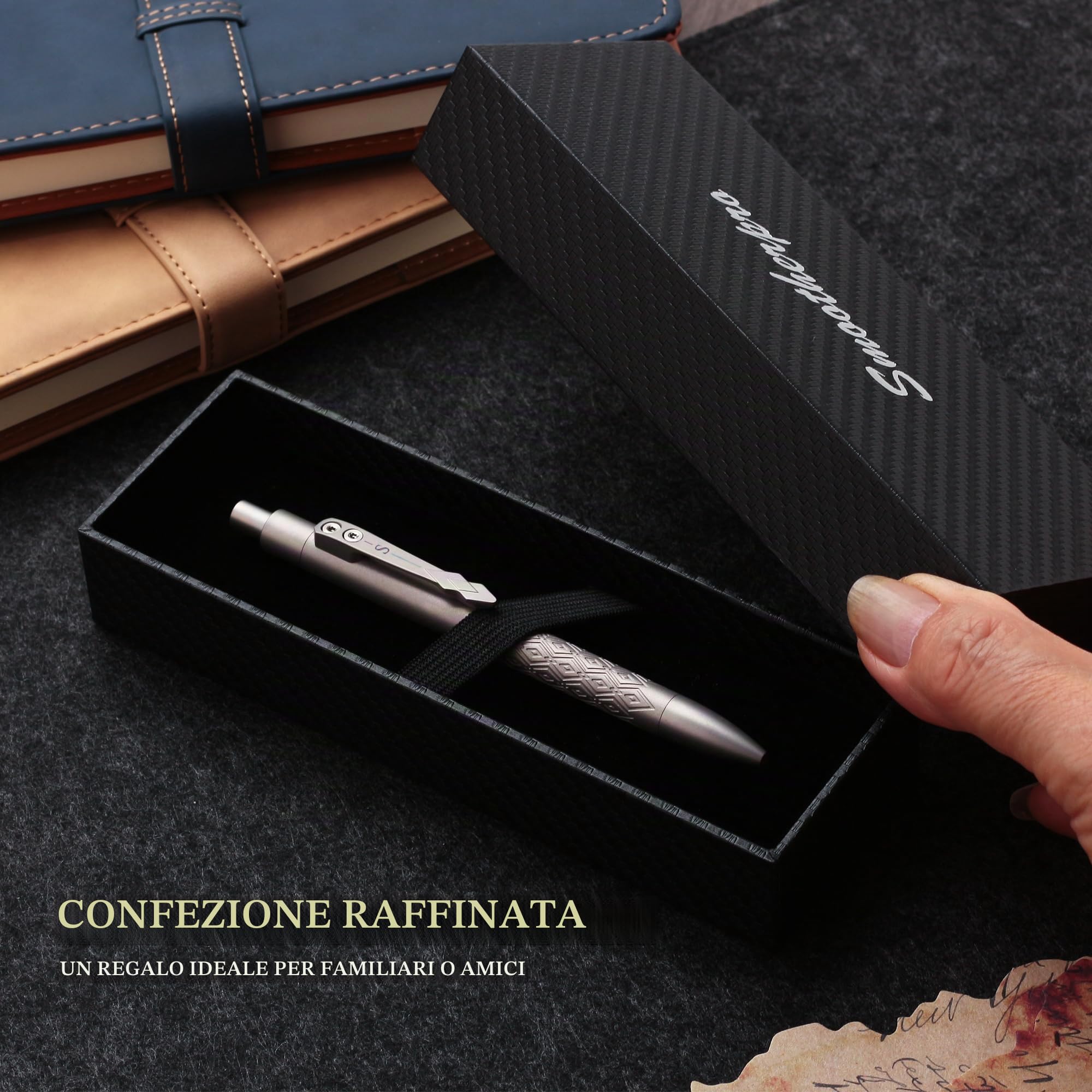 SMOOTHERPRO Penna Bolt Action in Titanio Compatibile con Ricariche Parker