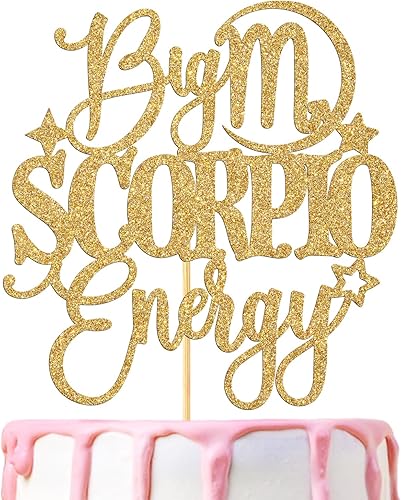 Decoración de pastel de energía de Escorpio grande, feliz cumpleaños Escorpio en octubrenoviembre, temporada de Escorpio, 12 suministros de