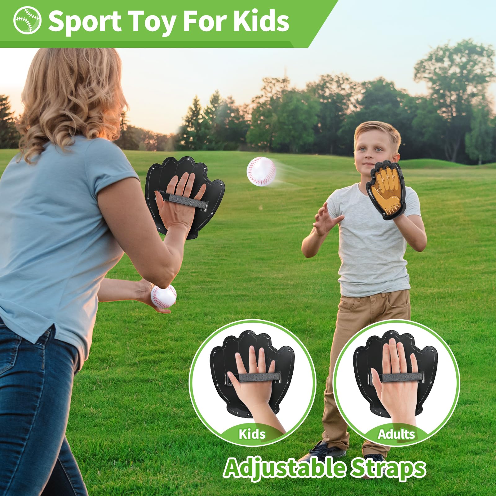 SpringFlower 4 Pack Catch and Toss Ball Game,Toddler Baseball Catch and Toss Ball Set,Outdoor Sport Yard Beach Pool Game Toy,Boys & Girls Toy for Kids Toddlers, Fun Idea Gift for Kids