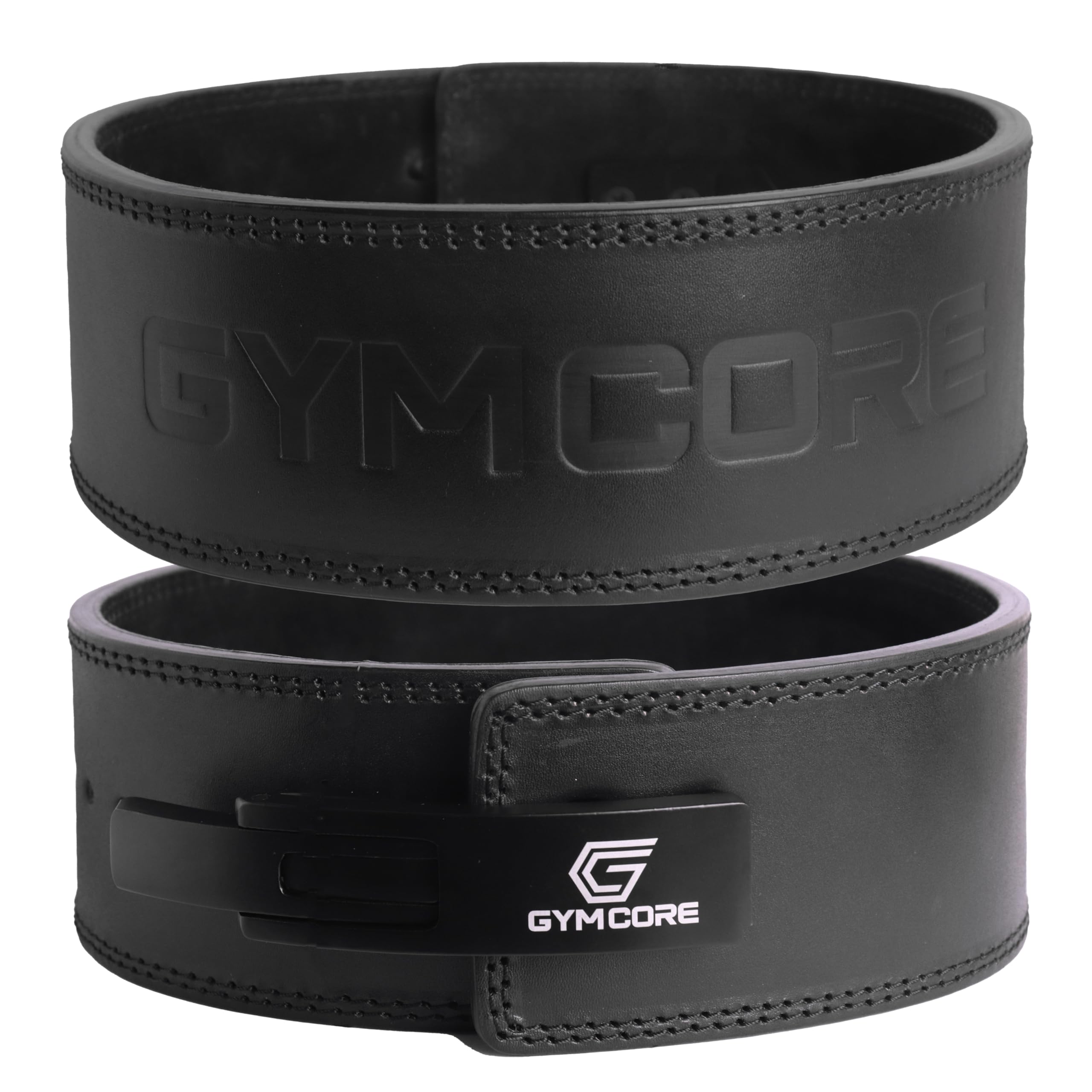 GYMCORE Weightlifting Lever Belt โ Adjustable Suede-Lined Powerlifting Belt โ Premium Leather with Reinforced Stitching, Lever Buckle for Squats, Deadlifts & Strength Training โ Black, XL