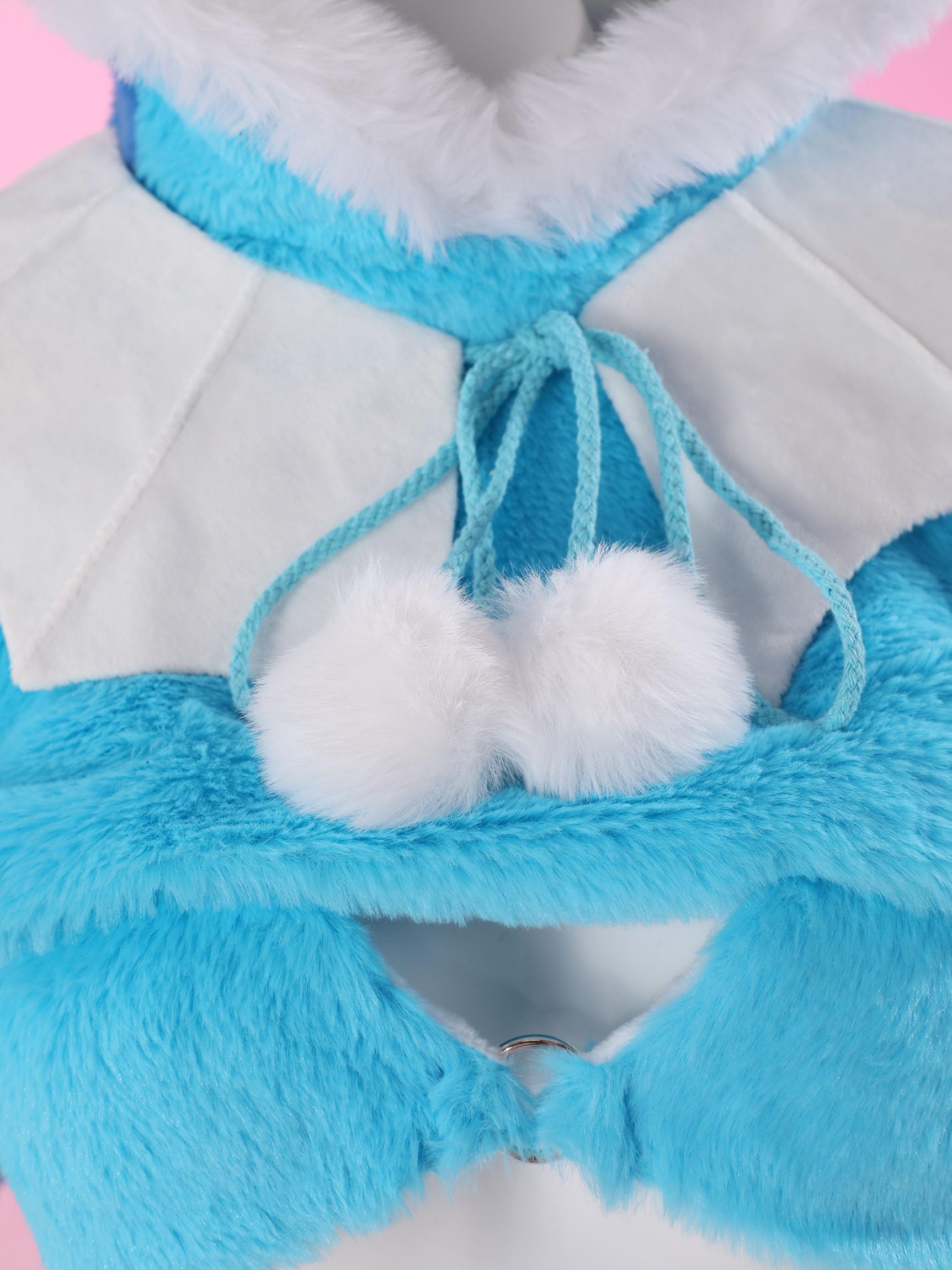 Mobbunny Women's Anime Cosplay Lingerie Set Blue Furry Paw Homewear Plush Paw Gloves Hoodie and Bra Panty with Stockings: Medium Blue