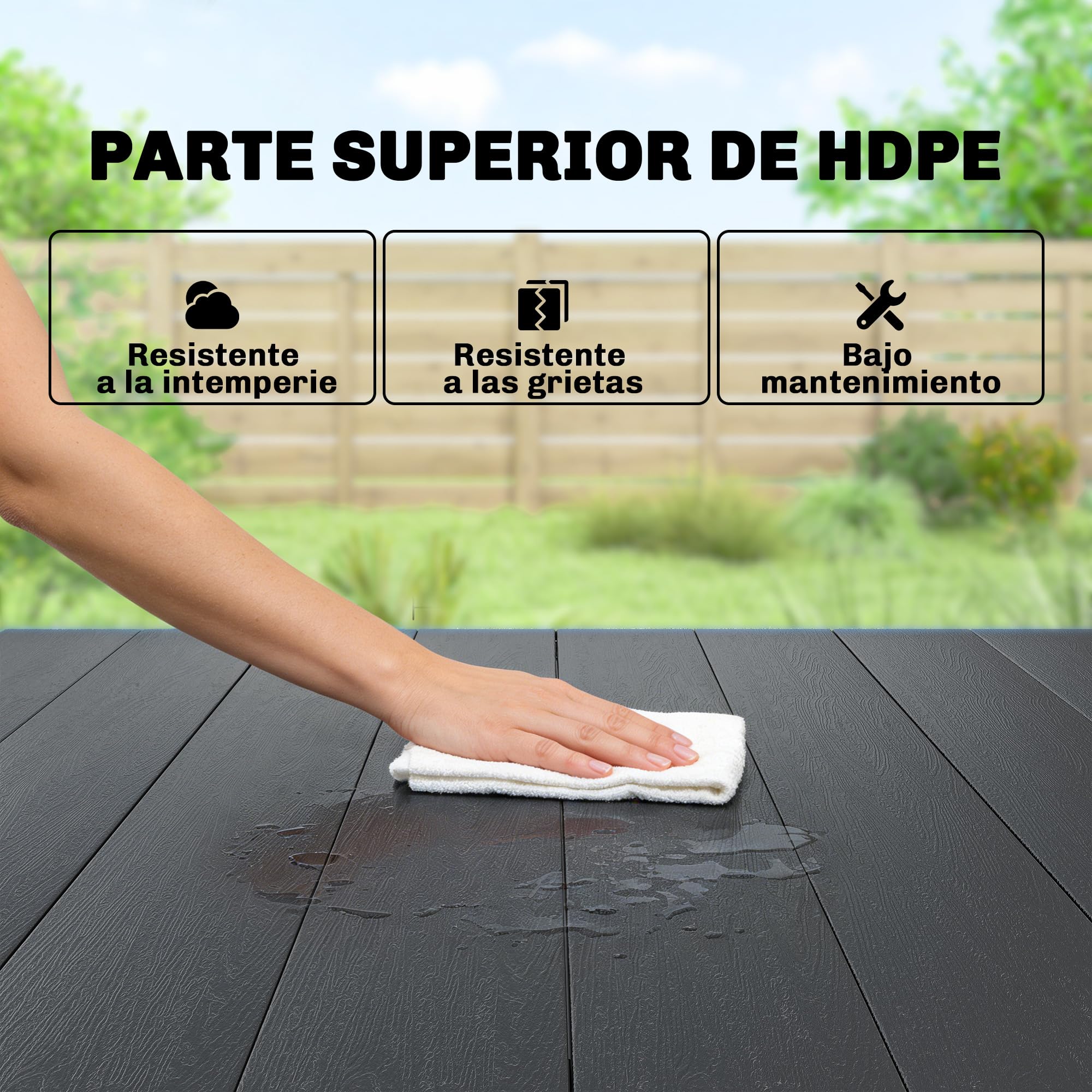 Outsunny Mesa de Comedor de Jardín Rectangular, Mesa de Terraza Exterior 120x90x74 cm, con Encimera de HDPE y Estructura Metálica, para 6 Personas, Carga 50 kg, para Patio, Balcón, Negro