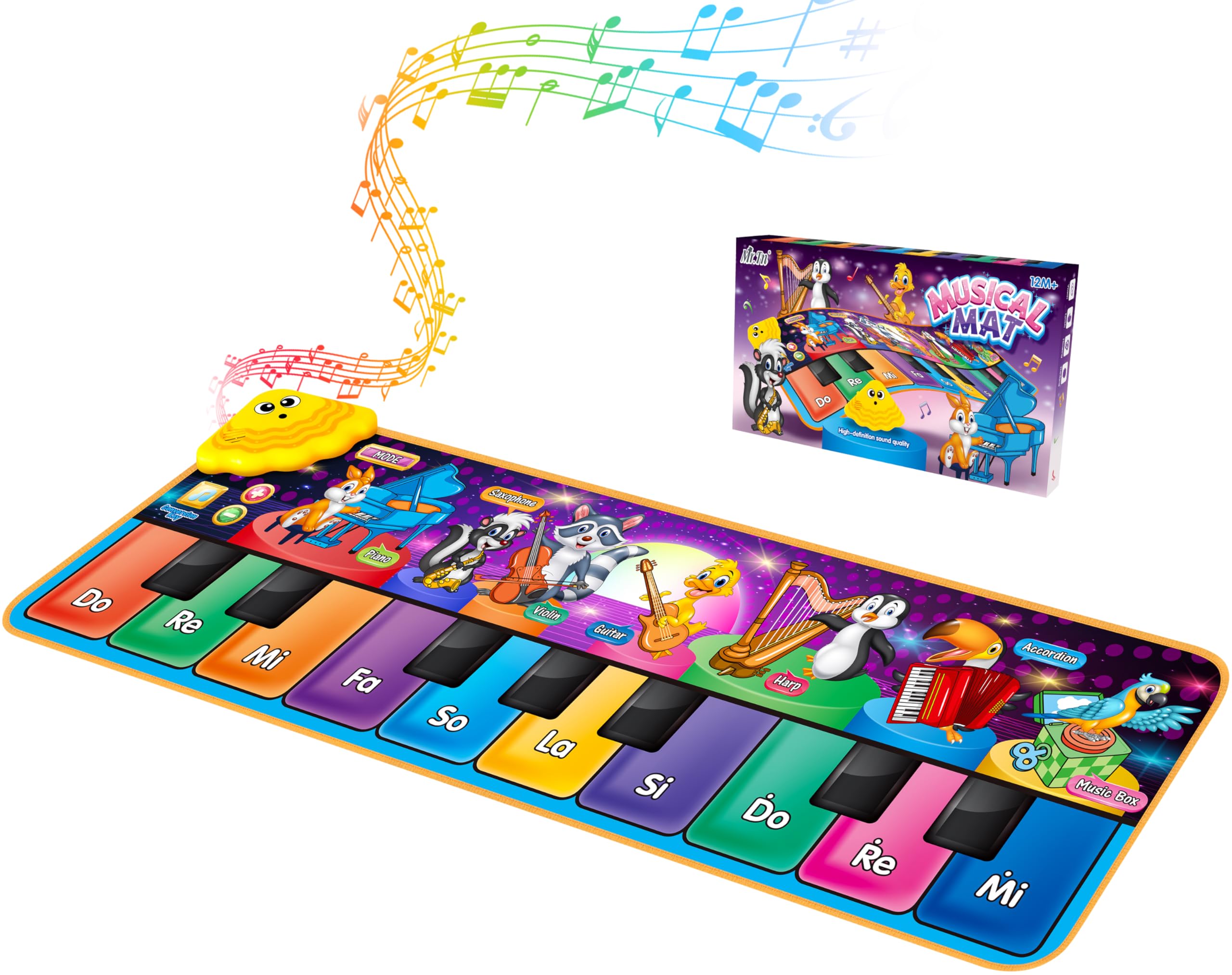 Kids Musical Piano Mats with 25 Music Sounds,Musical Toys Baby Floor Piano Keyboard Mat Carpet Animal Blanket Touch Playmat Early Education Toys for 1 2 3 4 5 6+ Year Girls Boys Toddlers