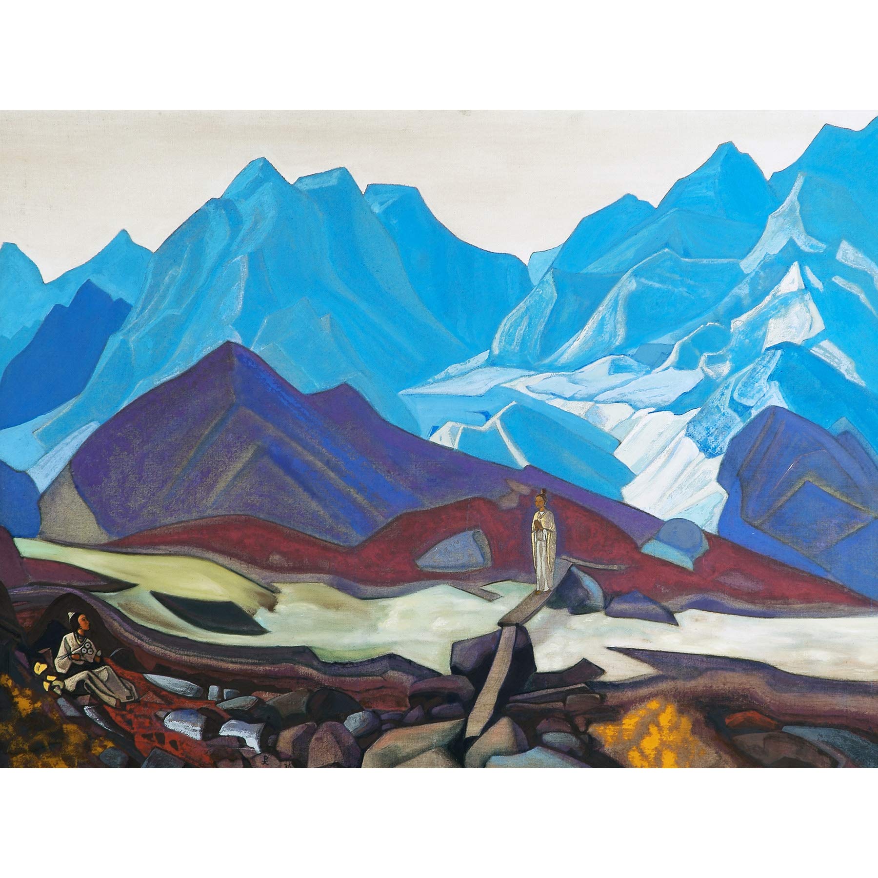 Roerich From Beyond Mountain Landscape Painting Large Wall Art Print Canvas Premium Mural