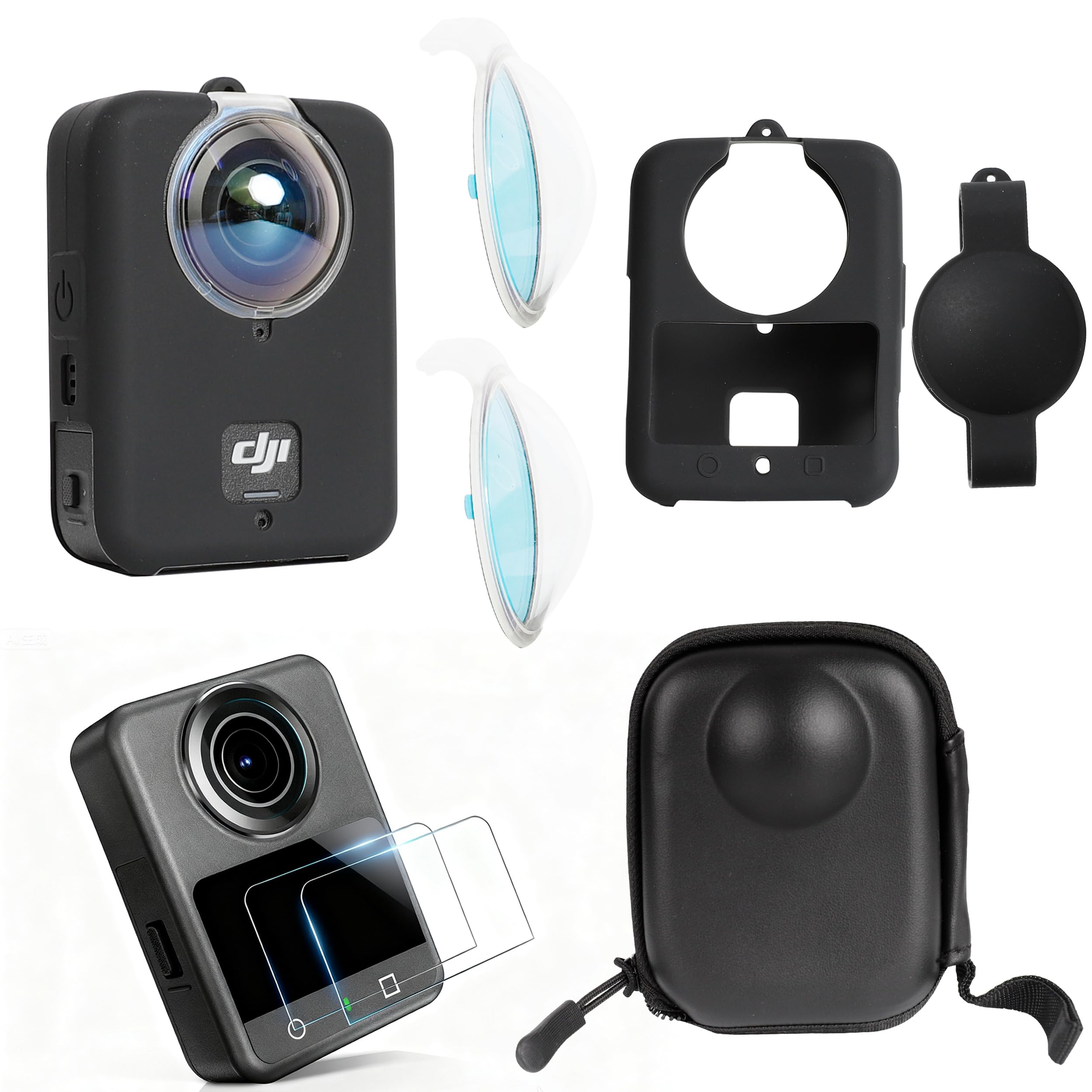 PellKing Accessories Kit for DJI Osmo 360,Include Lens Guard/Camera Case/Screen Protectors/Silicone Protective Cover