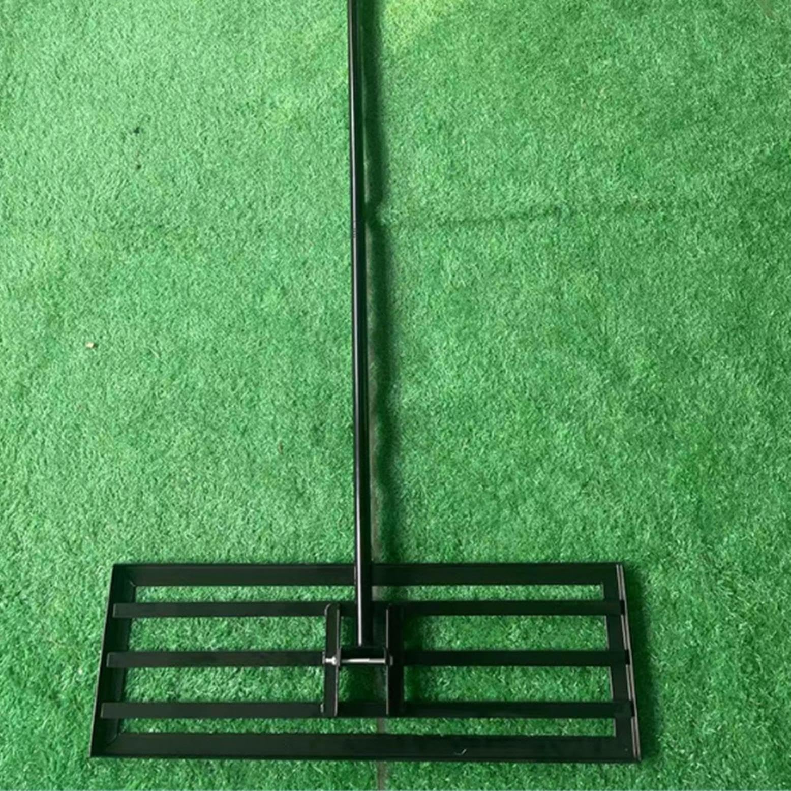 Rastrello livellatore for prato da 7 piedi, strumento extra largo for livellare terreno da giardino in metallo e sabbia da 114 cm for la manutenzione del tappeto erboso e l'abbellimento