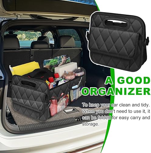 Miniatura 4 de Organizador de maletero de automóvil, bolsa de almacenamiento de maletero con múltiples compartimentos con bolsillos, organizador plegable y