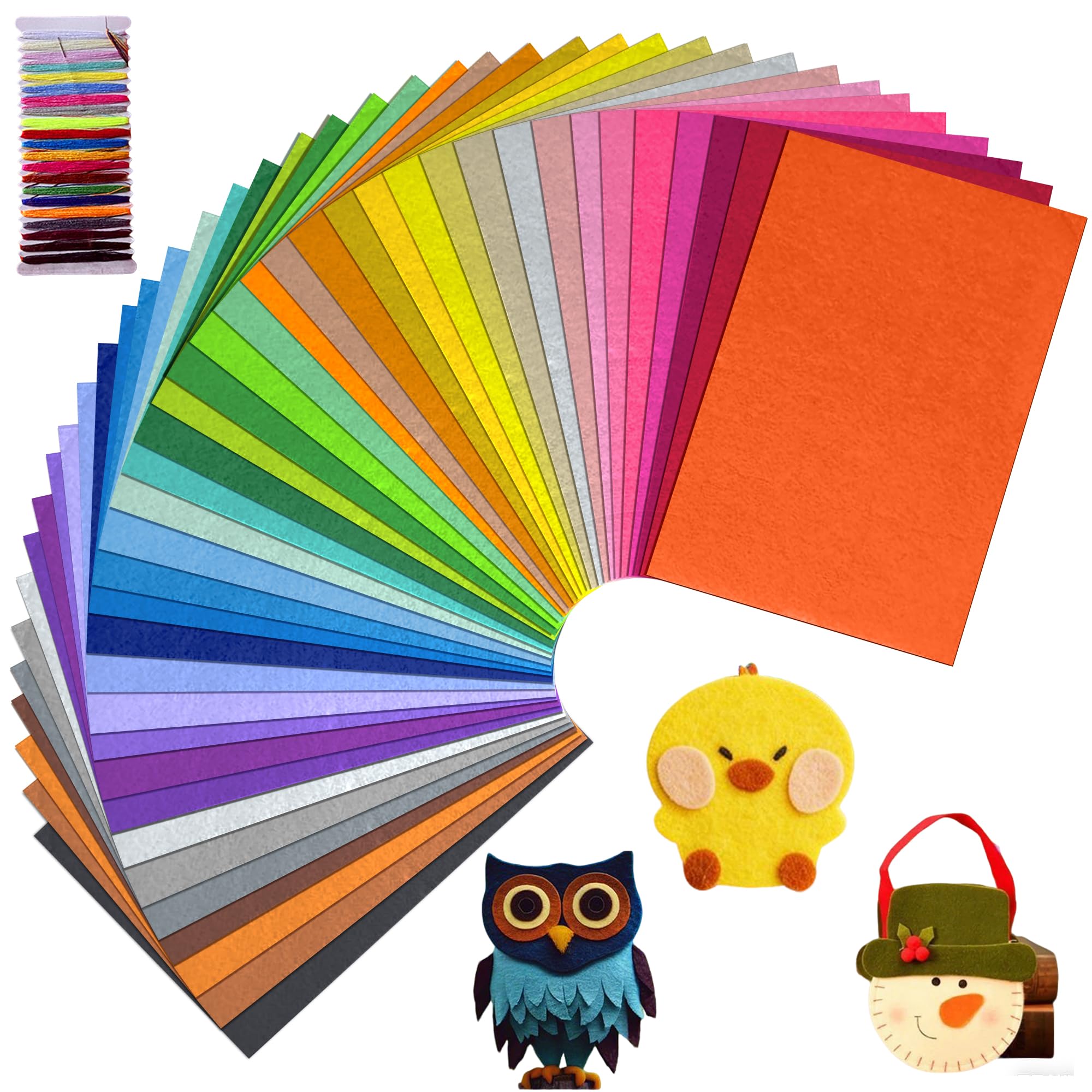 XiaoLidm 40 Pcs Felt Fabric Sheets, 20cm x 30cm, 40 Assorted Colours, DIY Craftwork Sewing Patchwork Polyester, A4 Felt Sheets for Crafts Handcraft Sewing Squares Patchwork