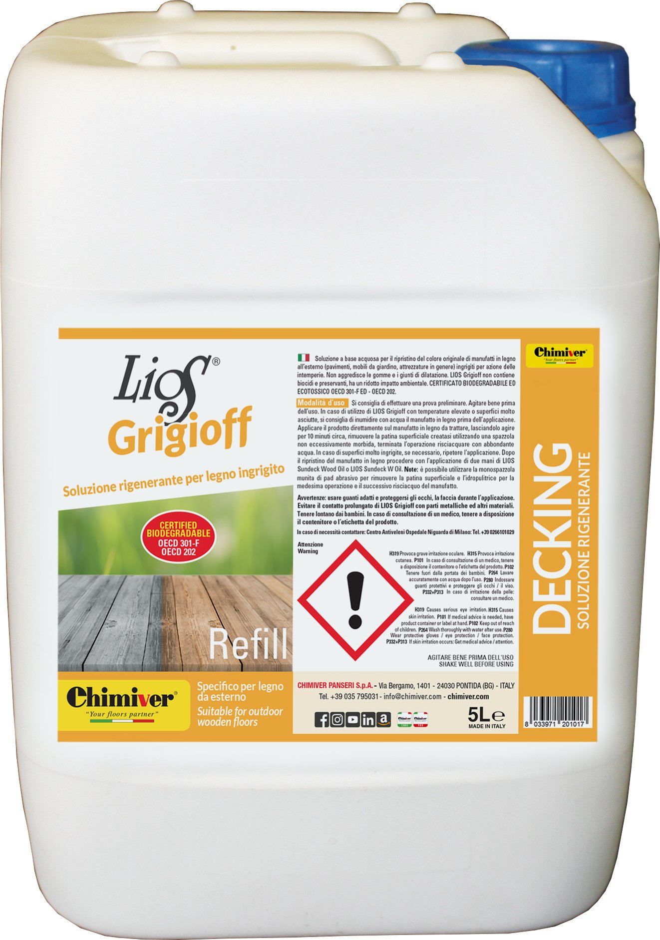 Chimiver LIOS GRIGIOFF Soluzione rigenerante per legno ingrigito 5 Litri