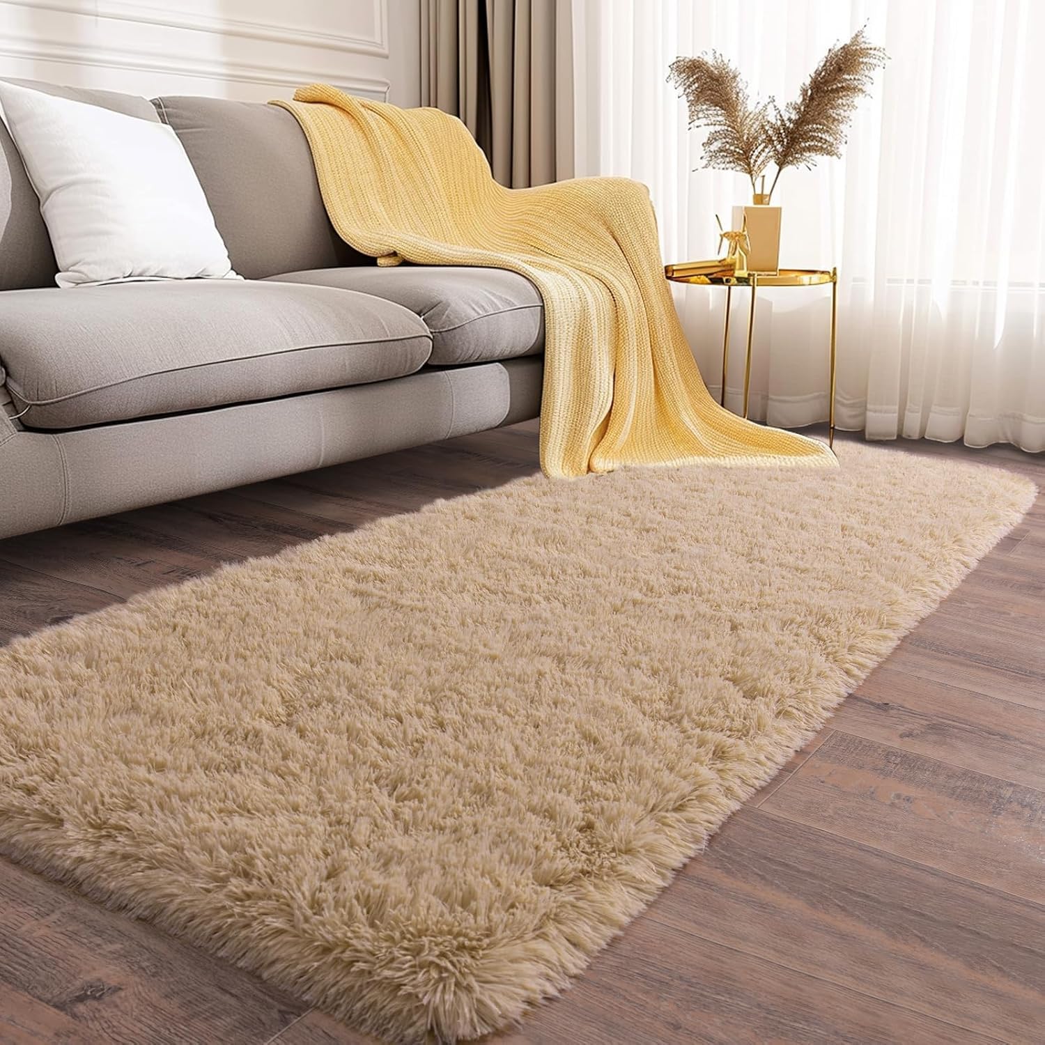 Luxury Shaggy Rug - Beige 2x6 Feet -4