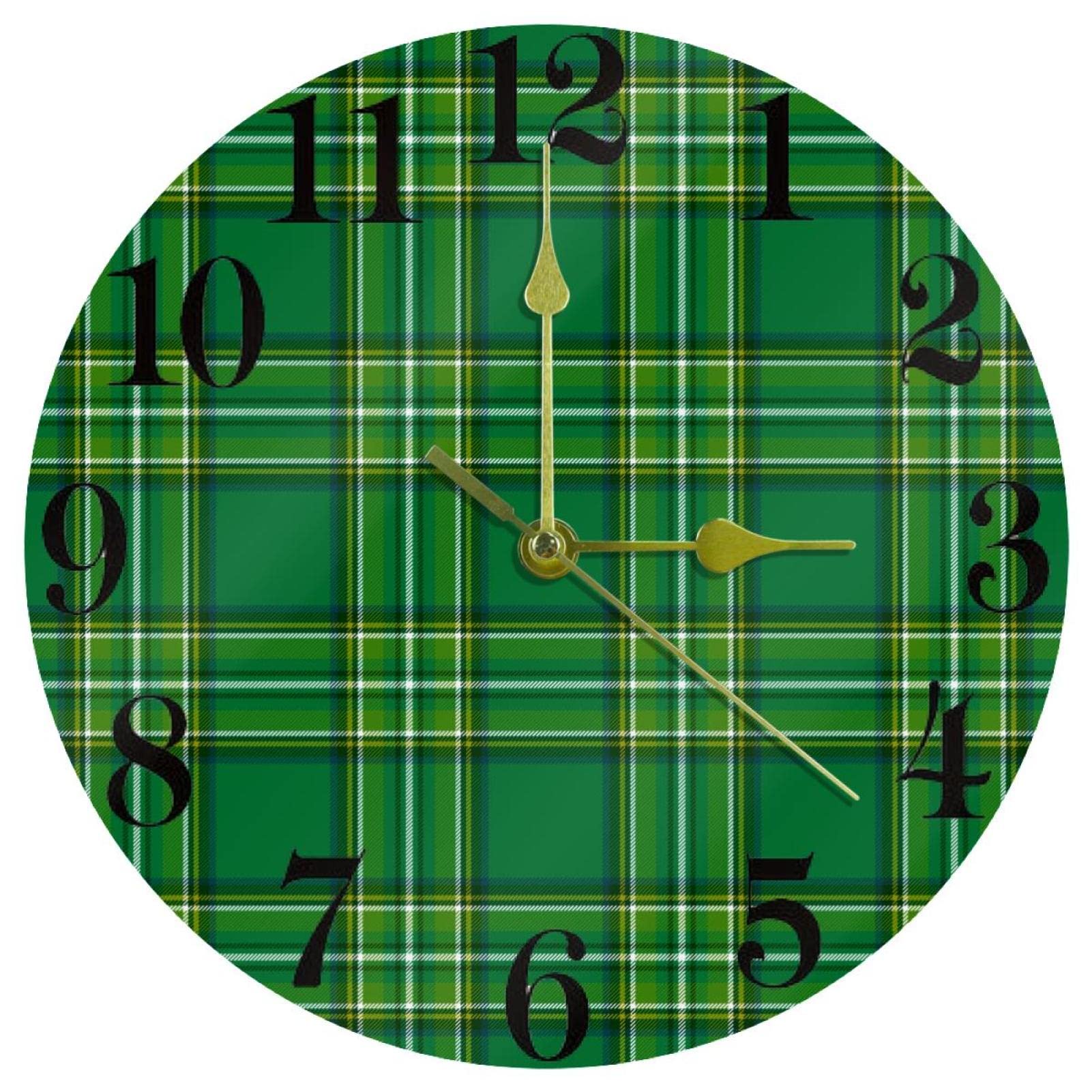 Horloge murale quartz silencieuse tartan sans tic-tac