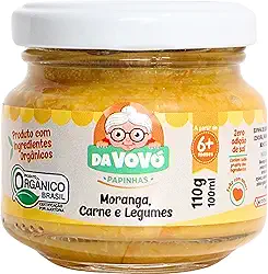 Da Vovó, Papinha Infantil, Linha +6, Orgânica, Sabor Moranga, Carne e Legumes, 100ml