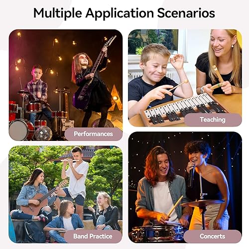 Miniatura 20 de Heuyrao Xilófono Glockenspiel plegable de 30 notas, kit de instrumentos de percusión para adultos y niños, incluye 4 mazos y bolsa de transporte