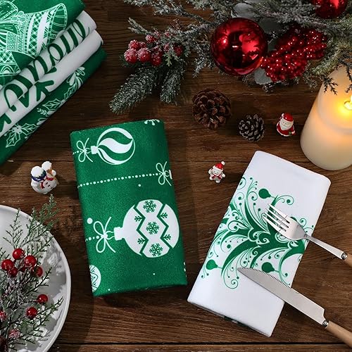 Miniatura 4 de Tatuo 6 toallas de cocina navideñas con copos de nieve, campanas de árbol de Navidad, toallas de mano absorbentes para invierno, decoración