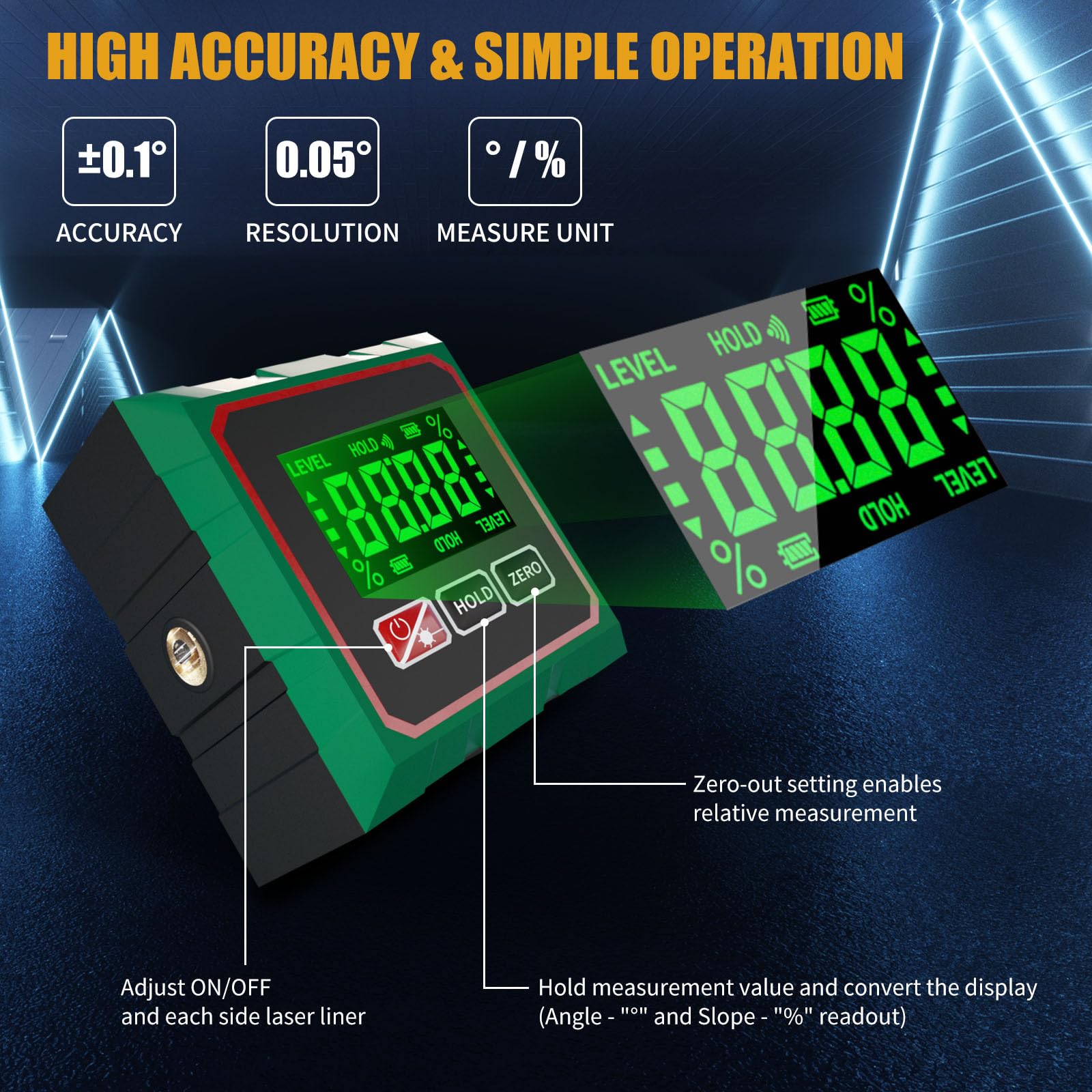 Digital Angle Finder - Laser Level for Precise Measurements -3