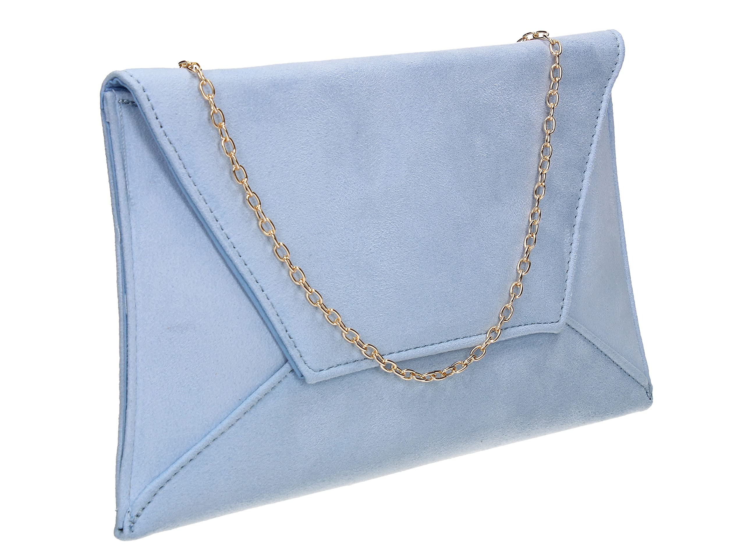 SwankySwans Dory Suedette Slim Party Prom Wedding Bridal Clutch Bag (Serenity)