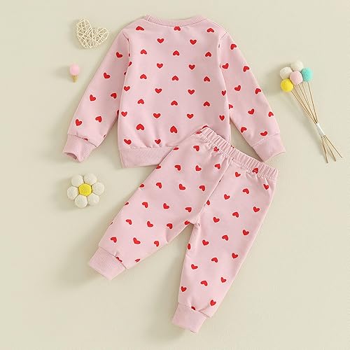 Miniatura 7 de Rarjuiey Baby Boy Girl Valentines Day Outfits Toddler Valentine Heart Sweatshirt Sweater Pullover Pants Set 2PCS Clothes