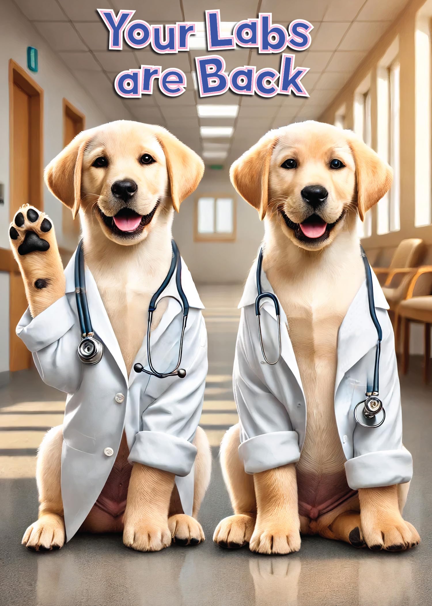 Glory To Dog Your Labs Are Back: You'll Feel Better Soon! Get Well Card with Greeting Card Mailing Envelope