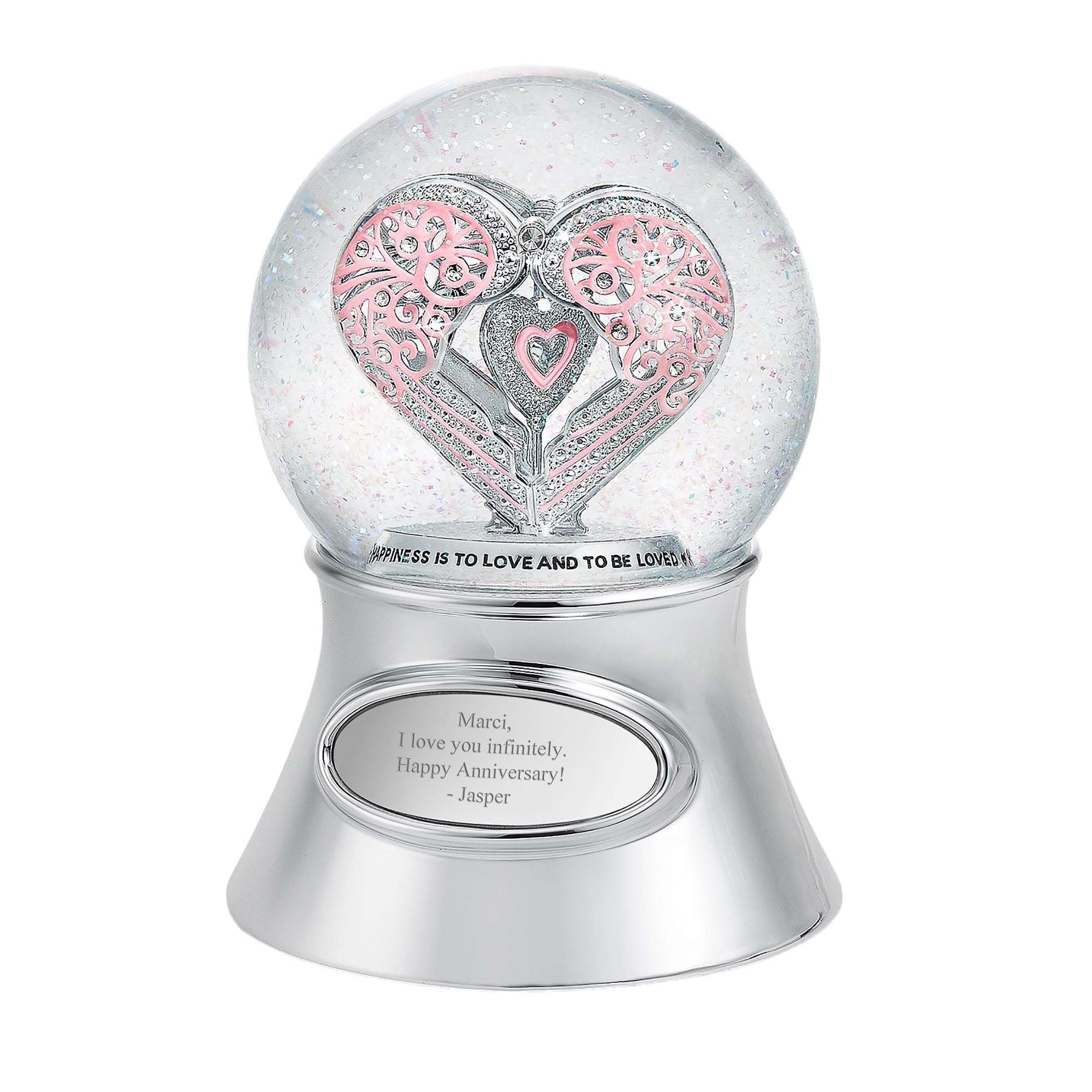 Engraved Say It with Love Musical Snow Globe (Free Customization), Plays Canon in D Major Music